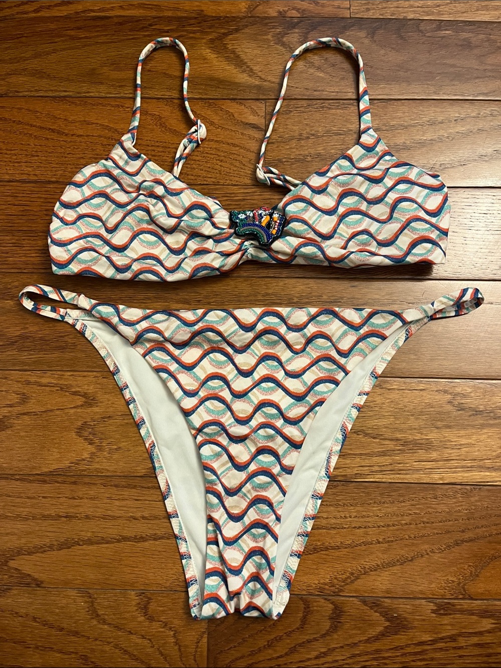 OYSHO Bandeou Top Cheeky Bottom Multi-color Bikini Swimsuit, Women's M